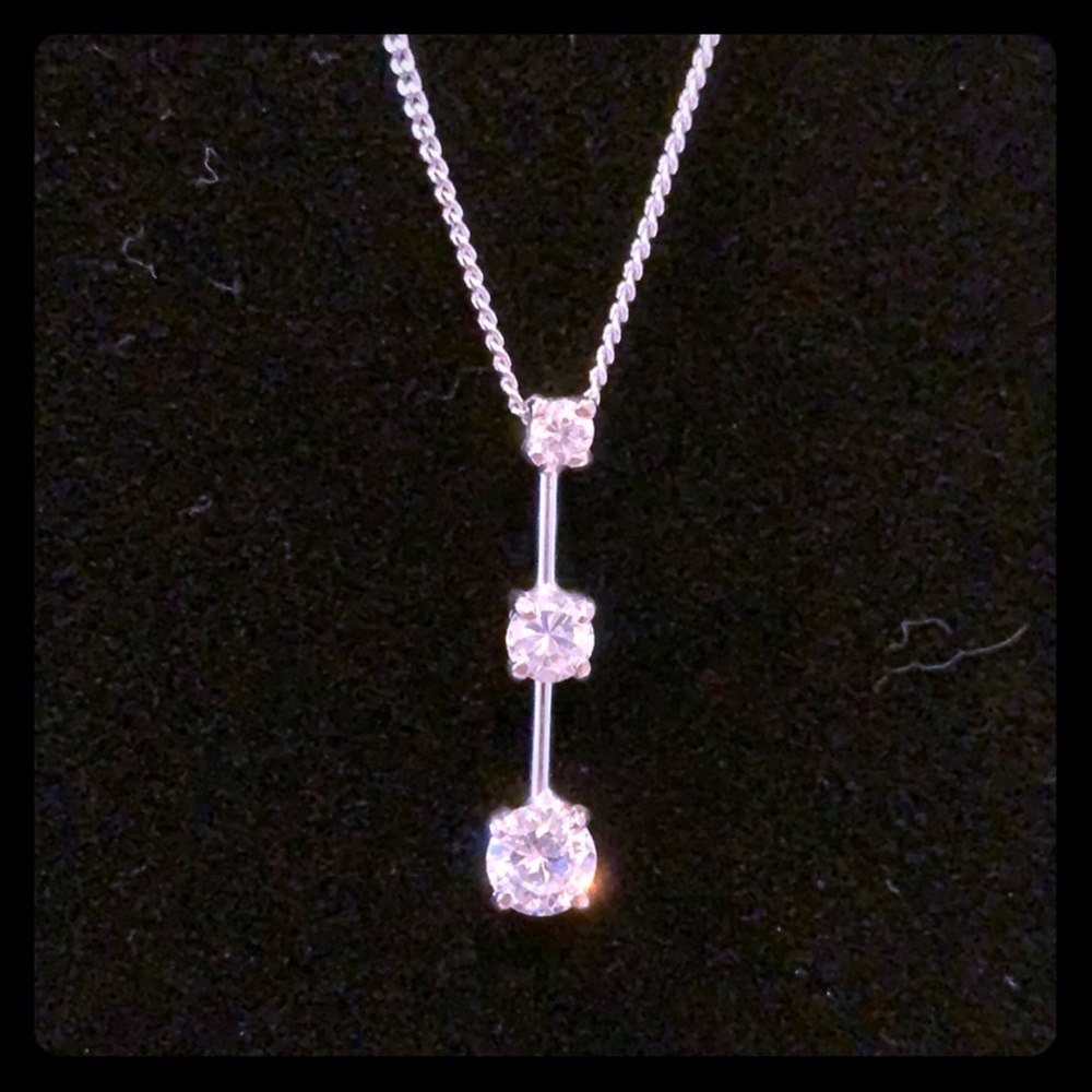 Monet - Silvertone Three Stone Necklace